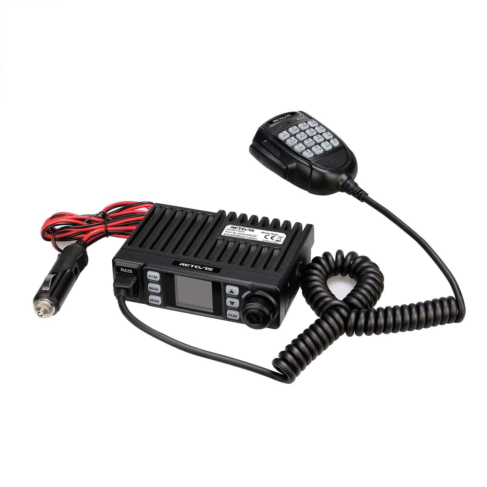 Retevis RA25 Emisoras de Radioaficionado, Monitor Dual Banda Dual, 5W/20W,  500 Canales, Radio FM, 5 Tonos/2 Tonos/DTMF, Interfaz de Cargador de Coche  Profesional Mini Emisora Coche : : Electrónica