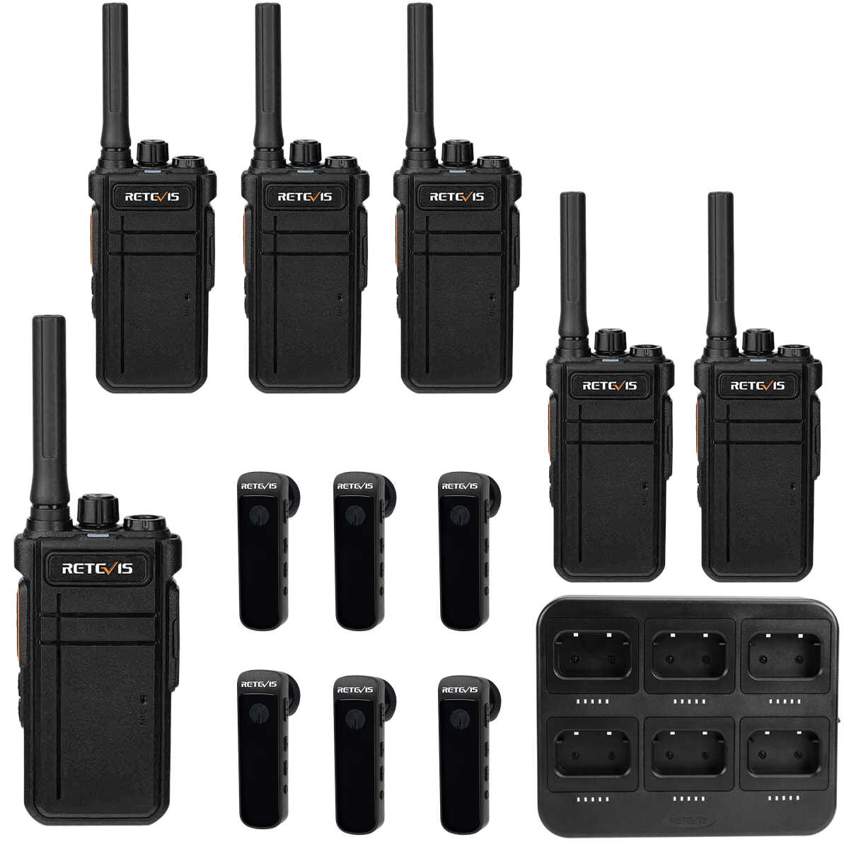 Retevis RB26 Way Radio Long Range, GMRS Walkie Talkies with Earpiece and Mic Set, Two Way Radios Long Range Rechargeable, for School Security Constr - 1