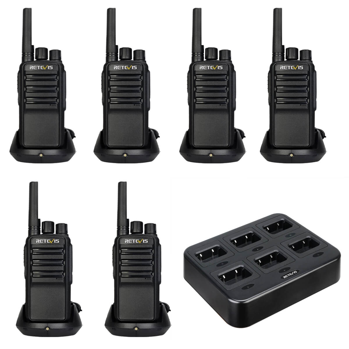 NR10 Noise Reduction Walkie Talkie (6 Pack) with Six-Unit Charger