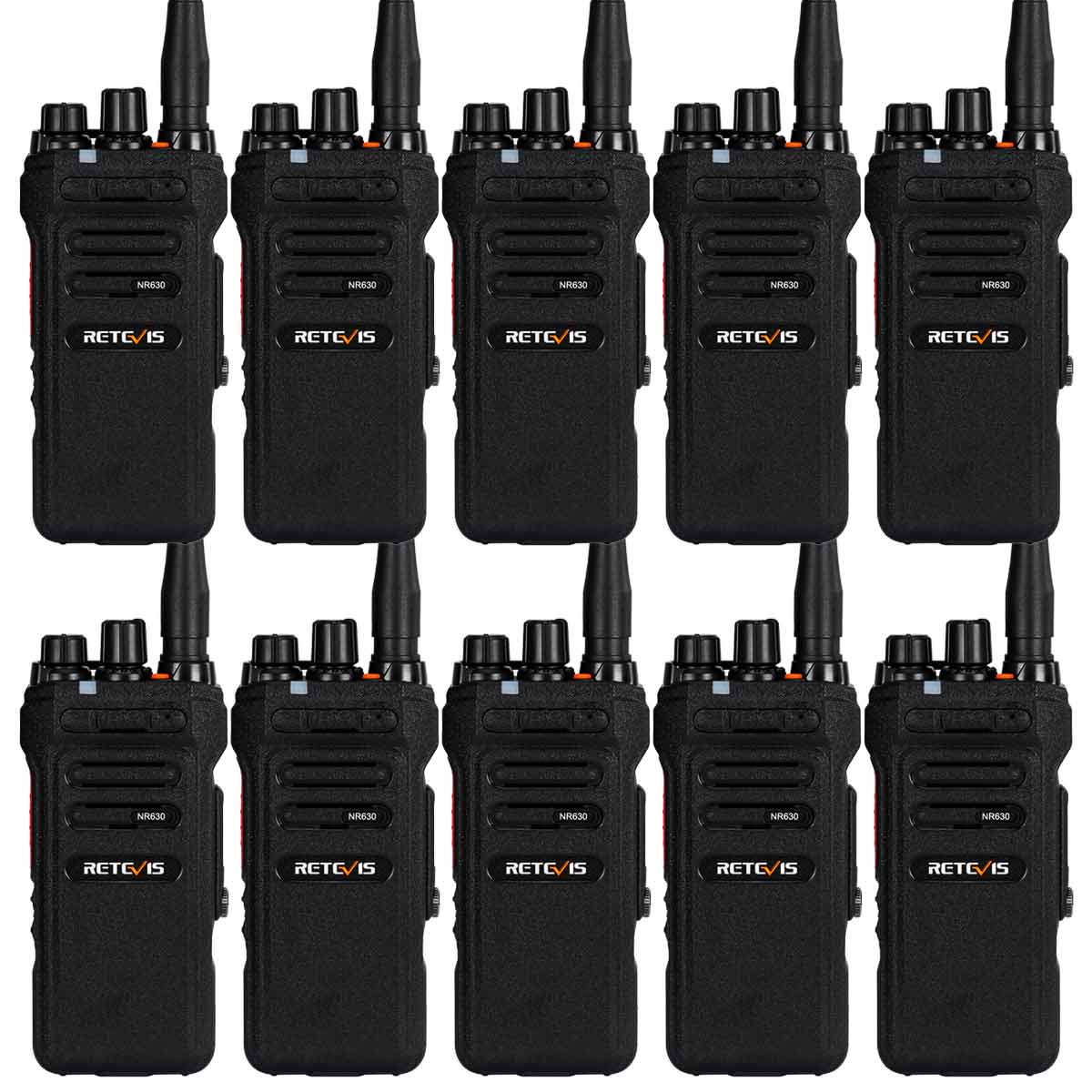 Retevis NR630 10W IP67 Waterproof UHF Radios (10 Pack)