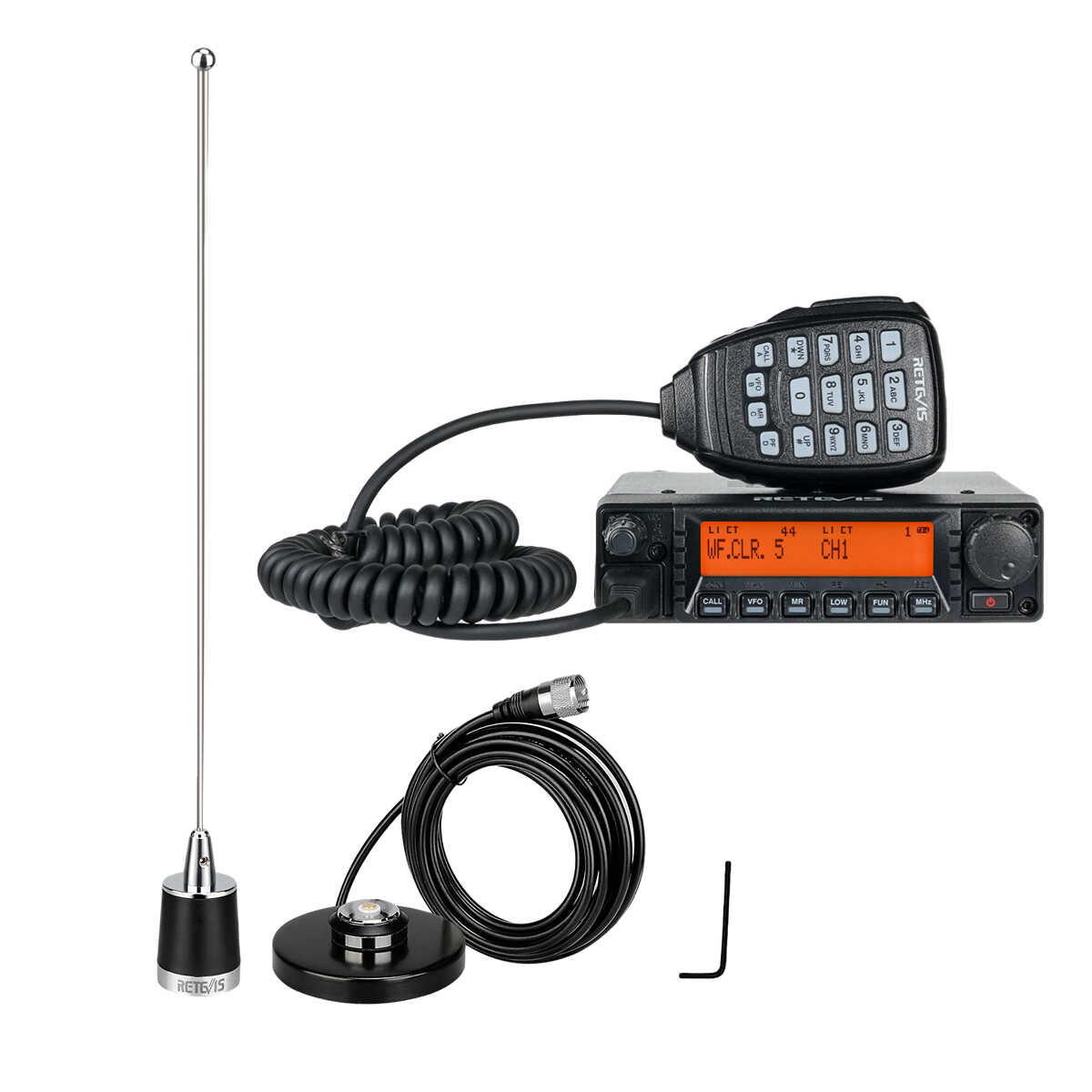 Retevis RA87 40W GMRS Mobile Radio with Dual Band NGP Antenna