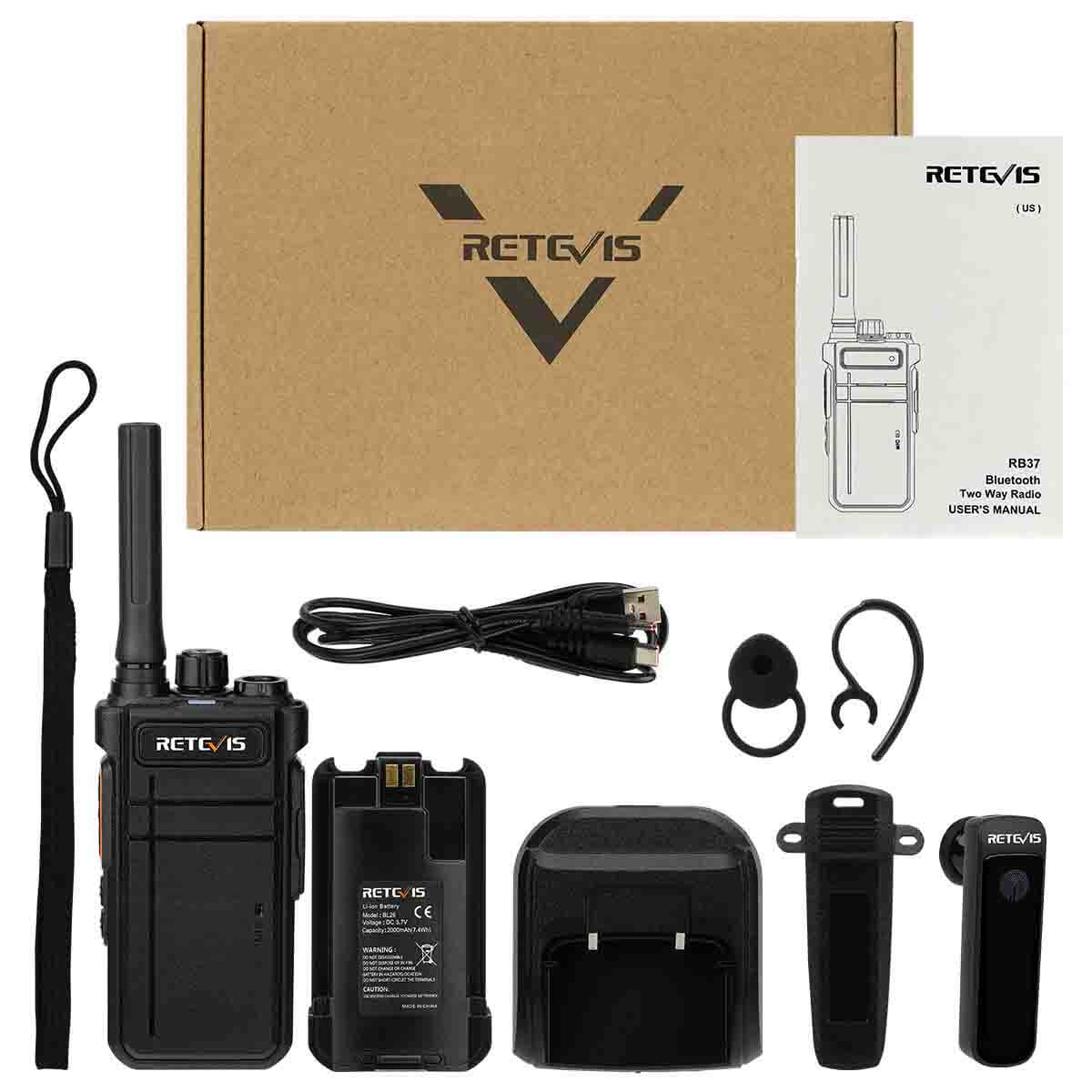 Retevis RB26 Way Radio Long Range, GMRS Walkie Talkies with Earpiece and Mic Set, Two Way Radios Long Range Rechargeable, for School Security Constr - 5
