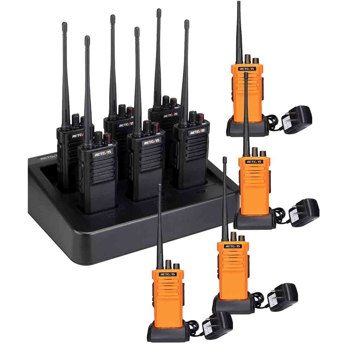 Retevis RT29 Long Range 3200mAh Heavy Duty Radio 10packs+ Six Way Charger