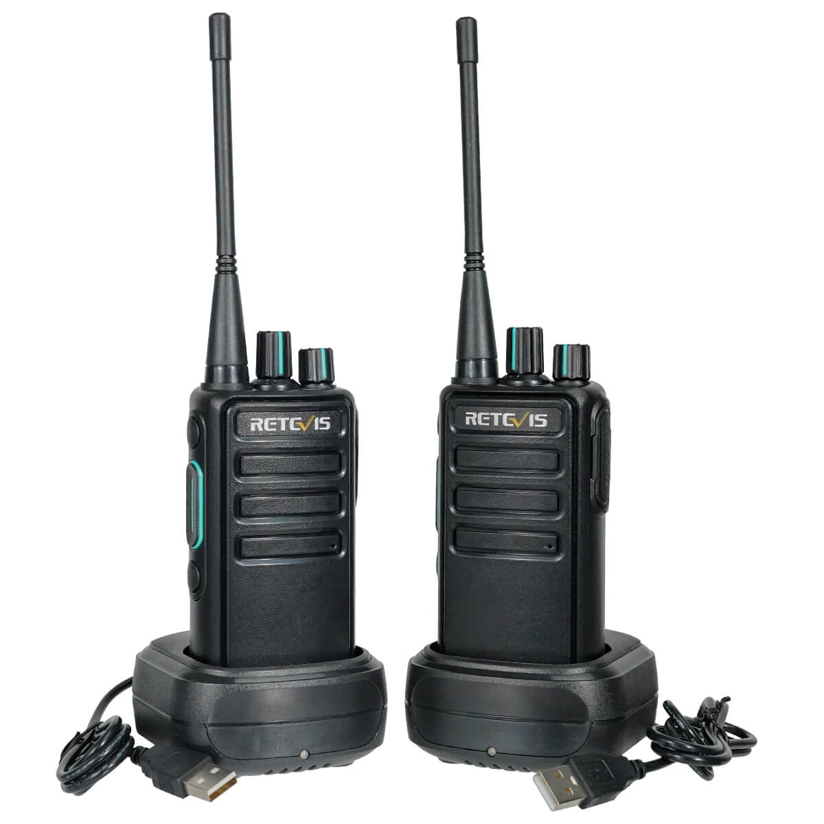 Retevis RT47 Two Way Radio with Shoulder Mic,Walkie Talkies Waterproof,Portable,License Free,Lightweight Walkie Talkie for Commercial (Green,4 Pack) - 2