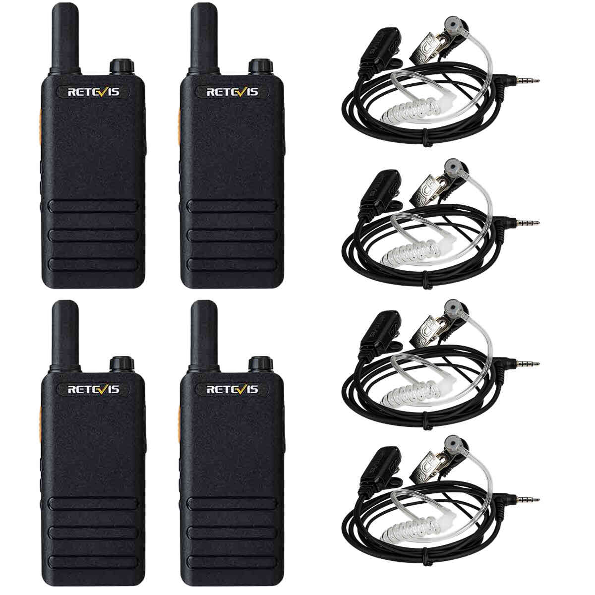 RT22P Portable 15mm Slim Walkie Talkie with Earpieces 4 PCS