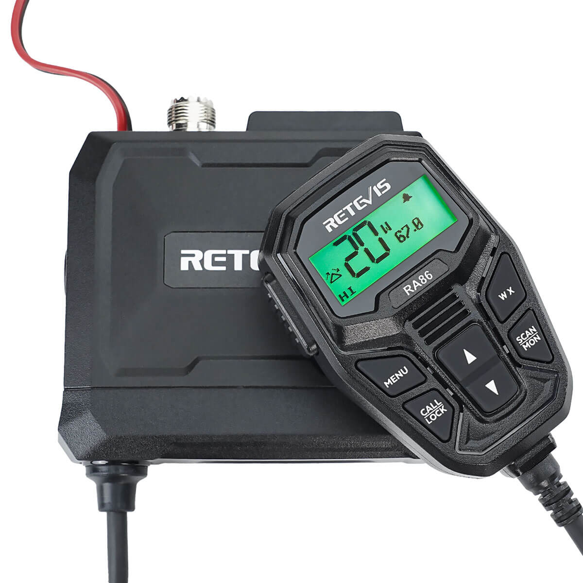 Retevis RA86 20W GMRS Mobile Two Way Radio with Integrated Microphone