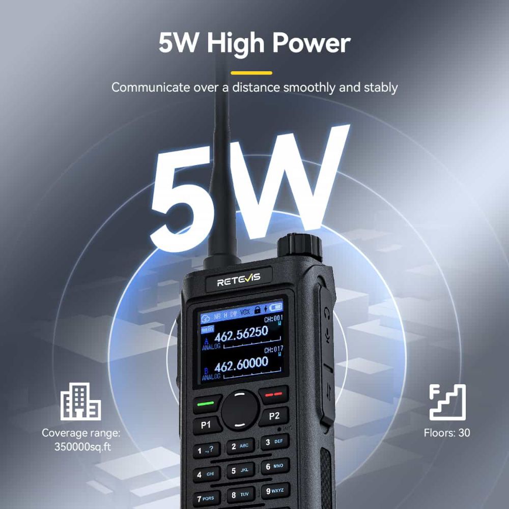 Retevis C2 GMRS AI Noise Reduction Radio with Earpiece Kit 6 Pack