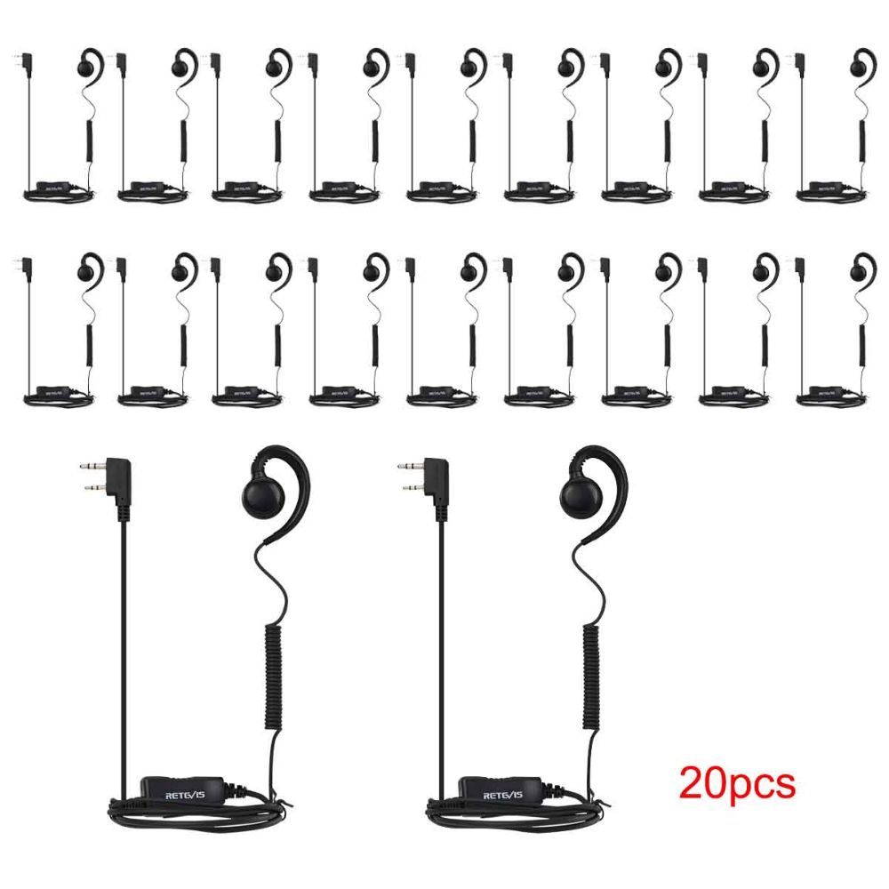 Retevis Oreillette Talkie Walkie Compatible RT24 RT27 RT622 RT5R Talkie  Walkie, 2 Pin Tube Acoustique Intra Auriculaire Couvert Grand PTT Écouteur  (1 Pcs) : : High-Tech