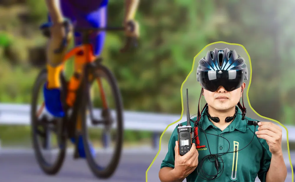 Retevis ETK007 Cycling headset with Adjustable throat mic Two earpieces and Handlebar PTT doloremque