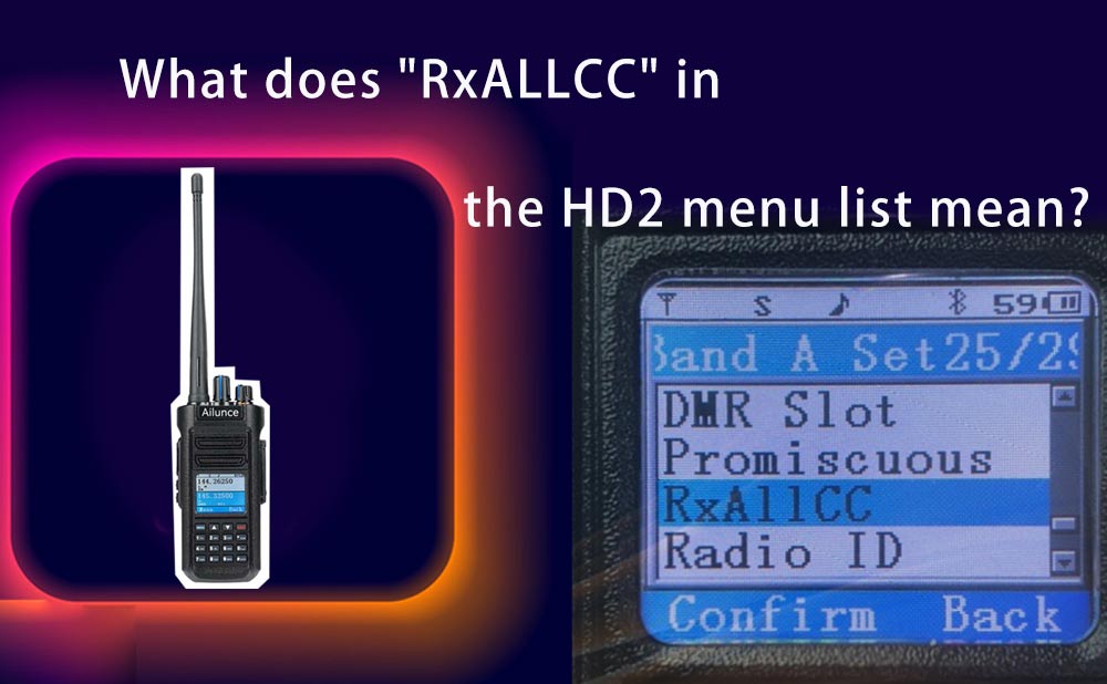 What does "RxALLCC" in the HD2 menu list mean?