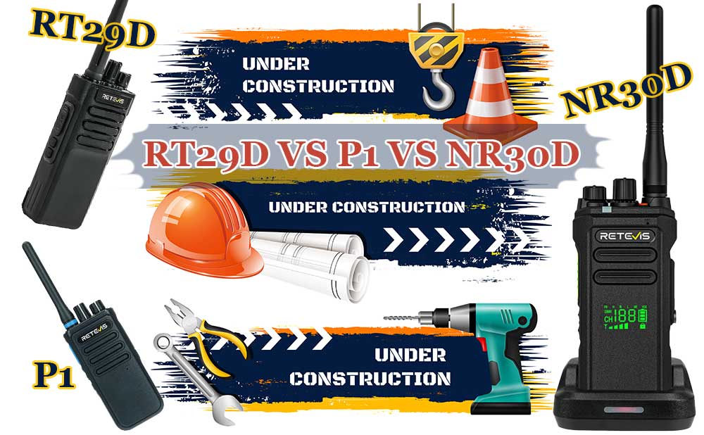 Compare Retevis P1, NR30D, RT29D Digital Walkie Talkies