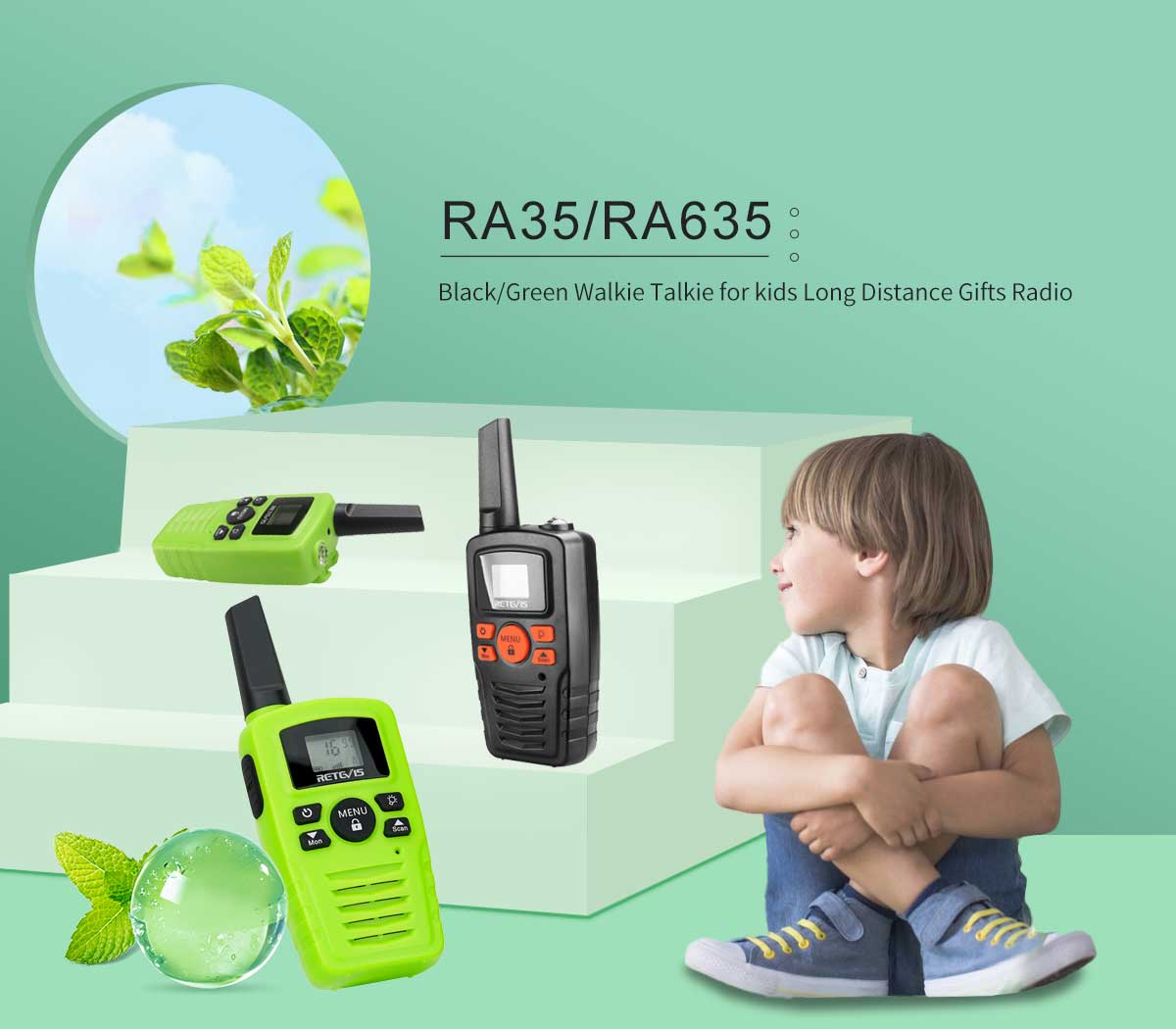 RA35 Black/Green Kids Radio Toys Long range