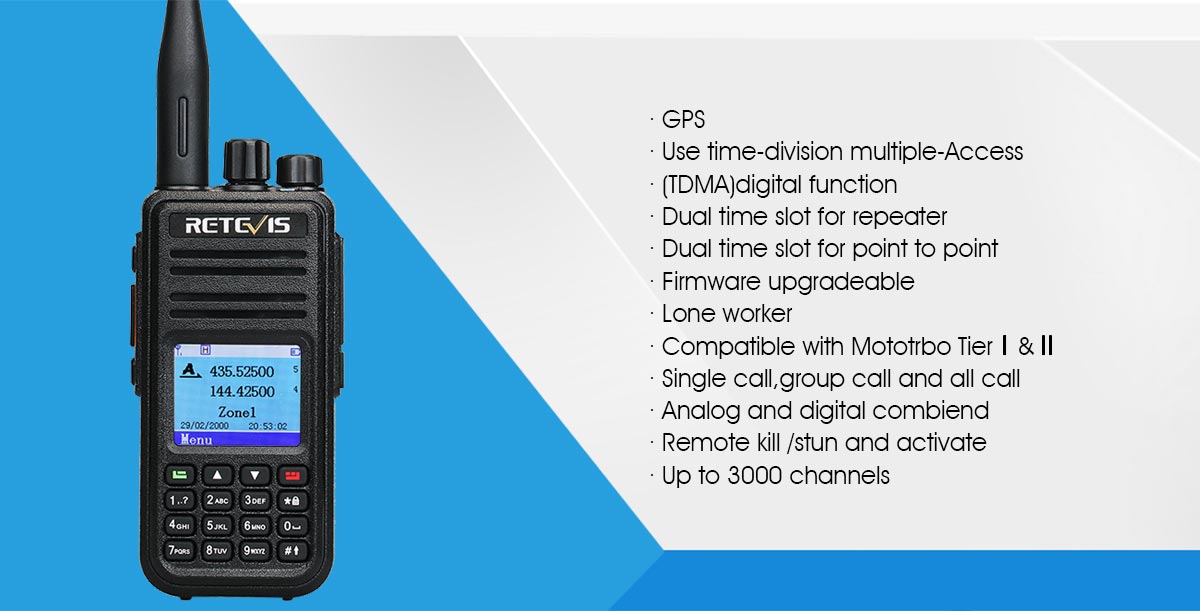 Retevis RT3S Dual Band DMR Radio Built-in GPS retevis.com