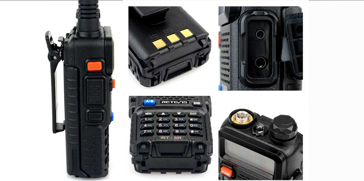 Retevis RT5R Walkie Talkie Profesional, Banda Dual Largo Alcance 2 Vías  Radio con Cargador de USB, 128 Canales Radio VOX FM Transceptor Portátil de