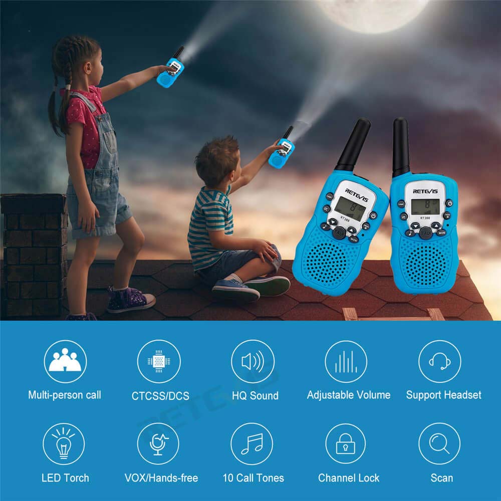 Retevis RT388 Walkie Talkies para niños recargables, para niñas de 5 a 13  años, paquete de 2 walkie talkie rosa, paquete de 2 con baterías de cable  de