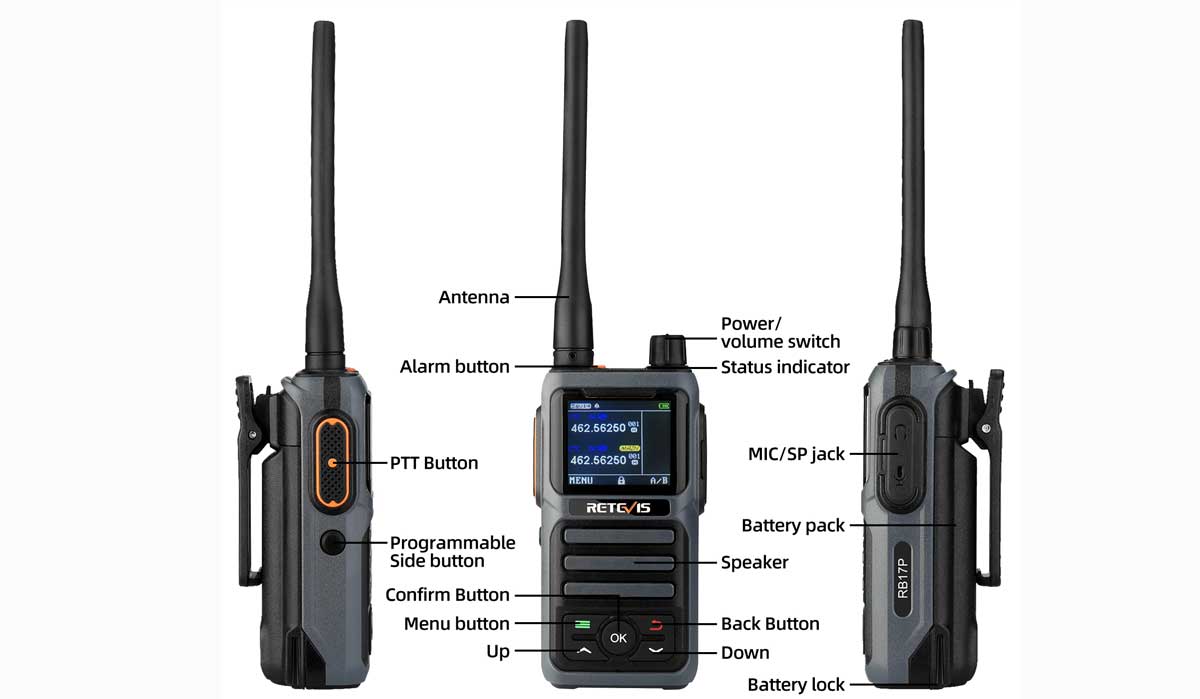 RB17P Simple GMRS Walkie Talkie and Speaker Microphone