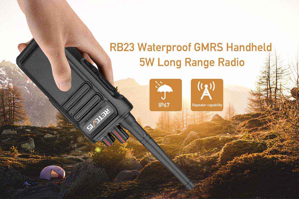 Retevis RB23 GMRS Two Way Radios 5 Watt,Long Range Walkie Talkies  Waterproof,1800mAh,Heavy Duty,Emergency Walkie Talkies for Adults (2 Pack)