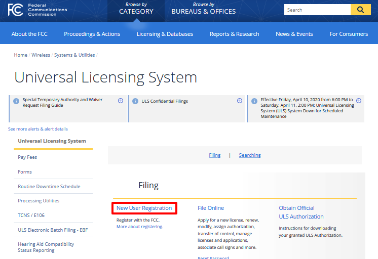 Universal Licensing System Federal Communications Commission（1）