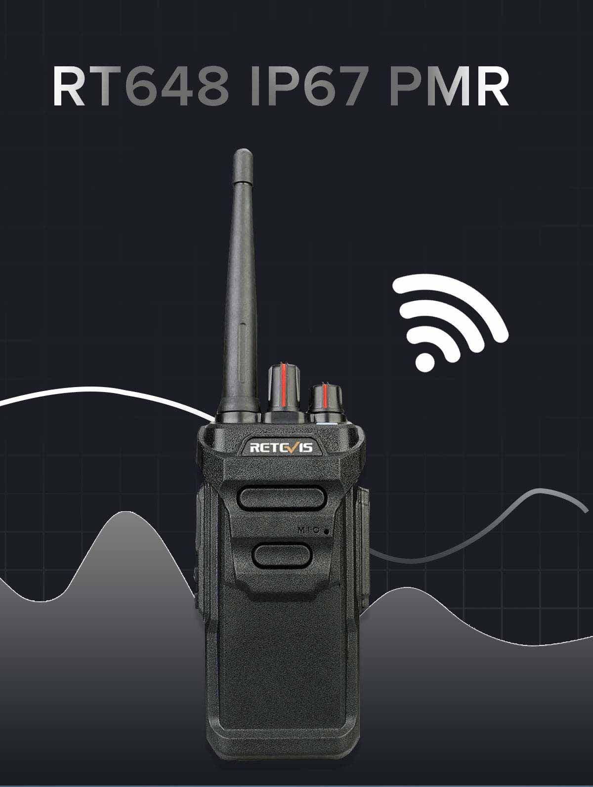Business Radio RT648: IP67 PMR 446MHz 0.5w 16CH USB Charging License-free industrial walkie talkie