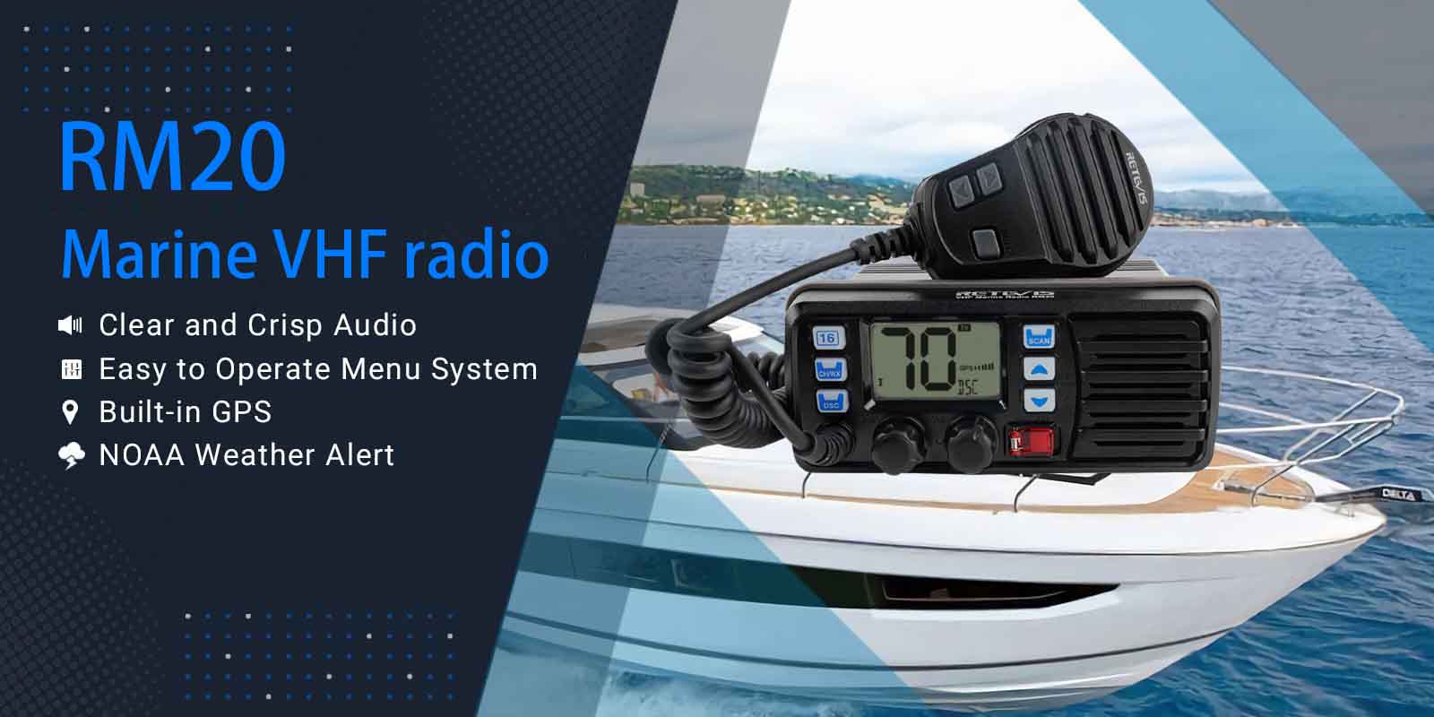 RM20 25W Fixed Mount Marine VHF Radio