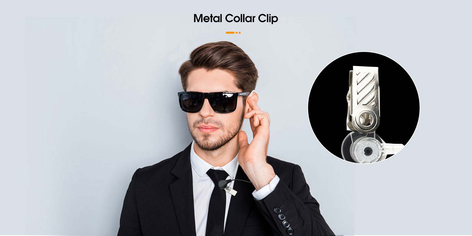 2pin Covert Acoustic Tube Earpiece Sturdy metal clothing clip