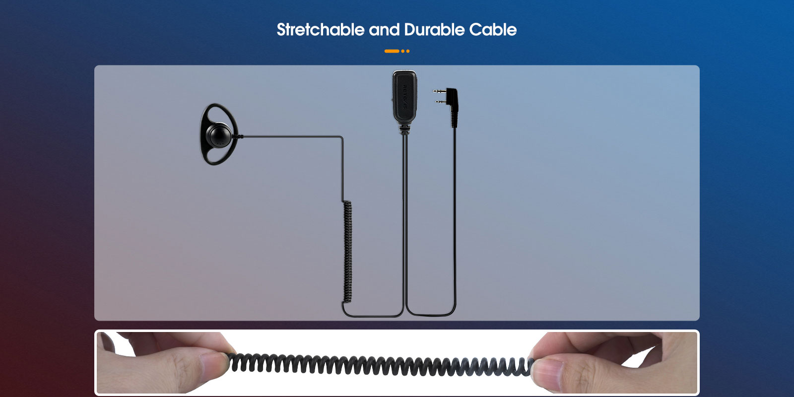 2pin D-Shape Earpiece for Retevis H777 two way radio Stretchable coiled cable