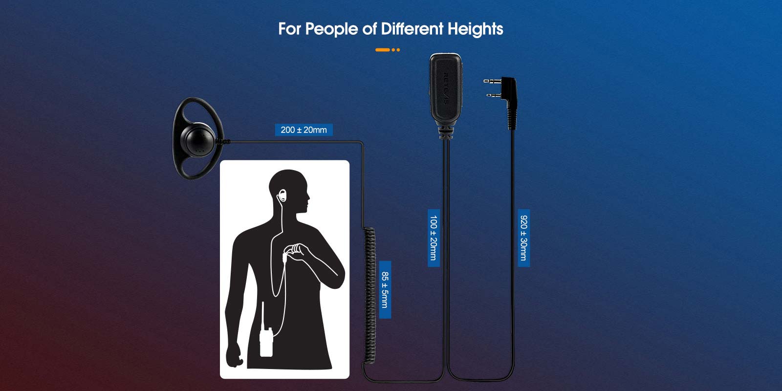 2pin Covert Acoustic Tube Earpiece  For People of Different Heights
