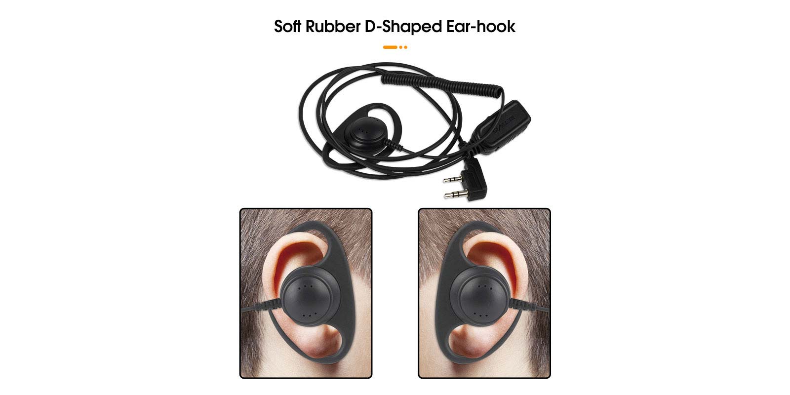 2pin D-Shape Earpiece Soft Rubber D-Shaped Ear-hook