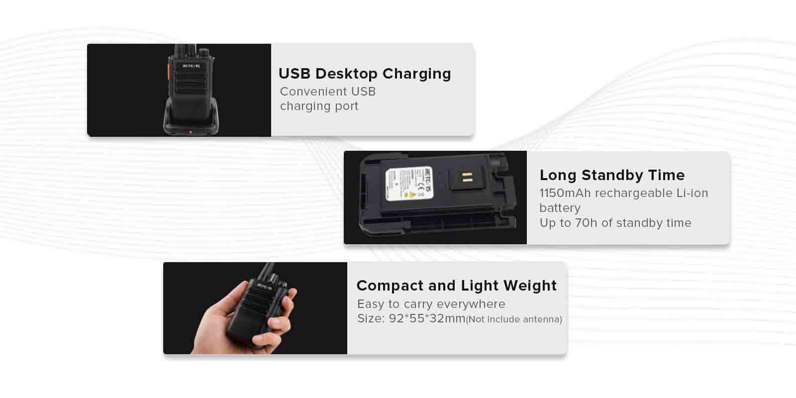 compact radio and large battery