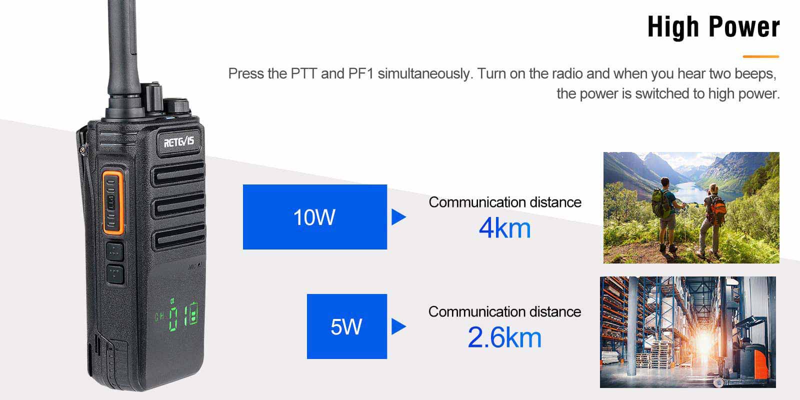 RB89 GMRS Bluetooth Two Way Radio with High Power