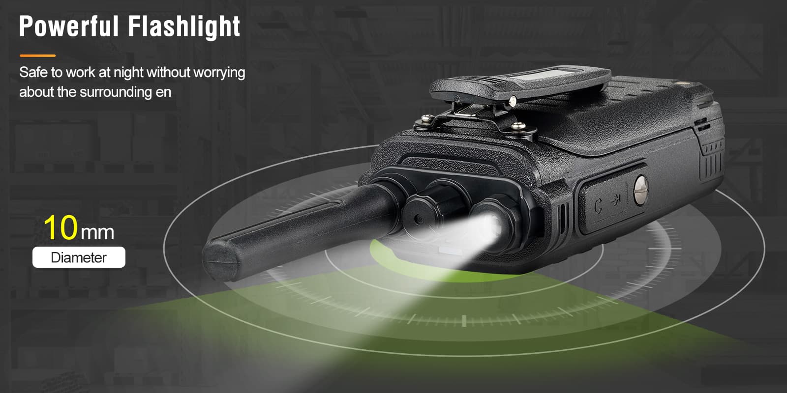 RB89 GMRS Bluetooth Two Way Radio has powerful flashlight