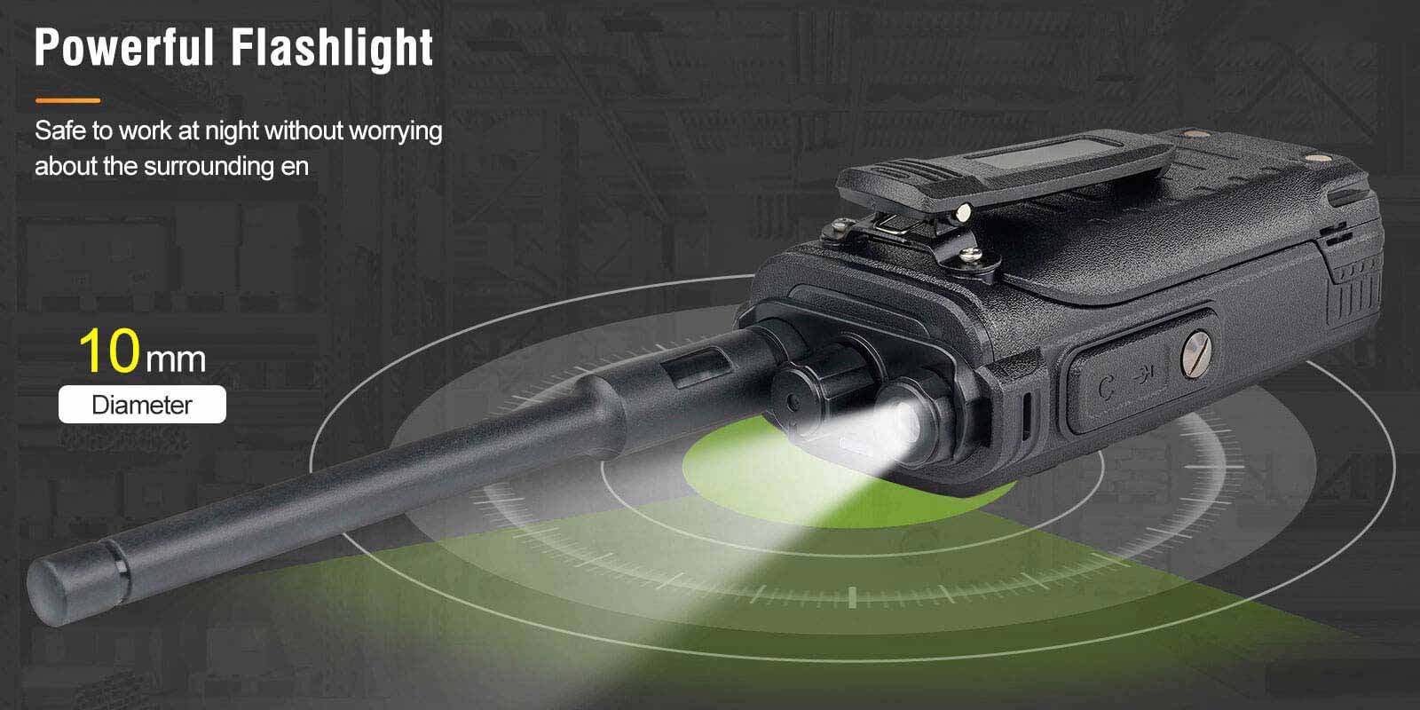 Retevis UHF Bluetooth Two Way Radio has powerful flashlight
