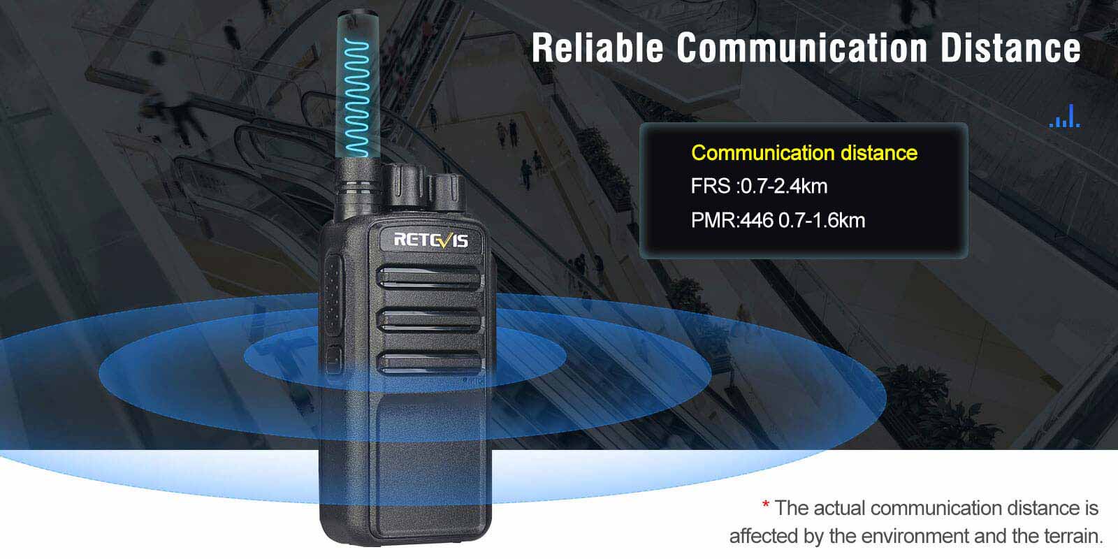 Retevis NR10 Noise Canceling Two Way Radio provides reliable communication distance
