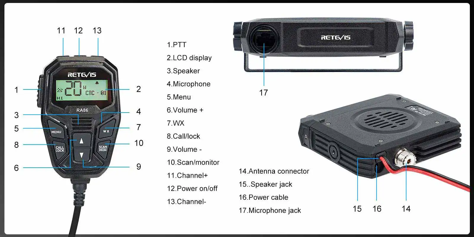 A9240A-Retevis-RA86-GMRS-Mobile-Radio-Keys-and-Connectors