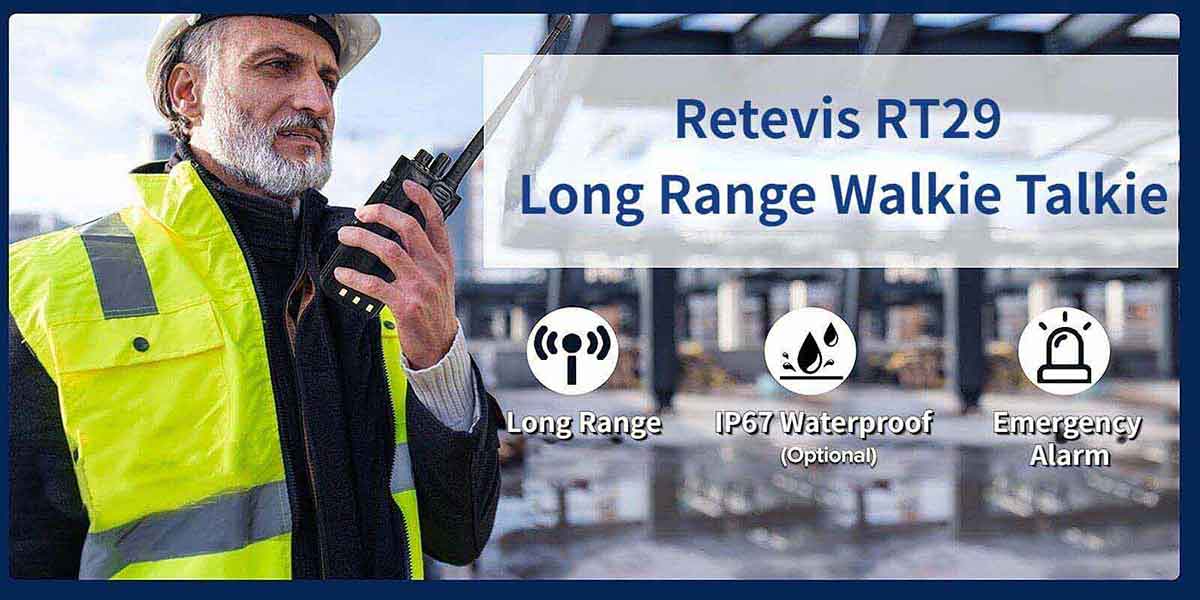 Retevis RT29 Waterproof 2 Way Radio,Military Grade Walkie Talkies,70cm  Radio,3200mAh,Emergency Alarm,Long Range Two Way Radio for Urban(Black, 1  Pack)