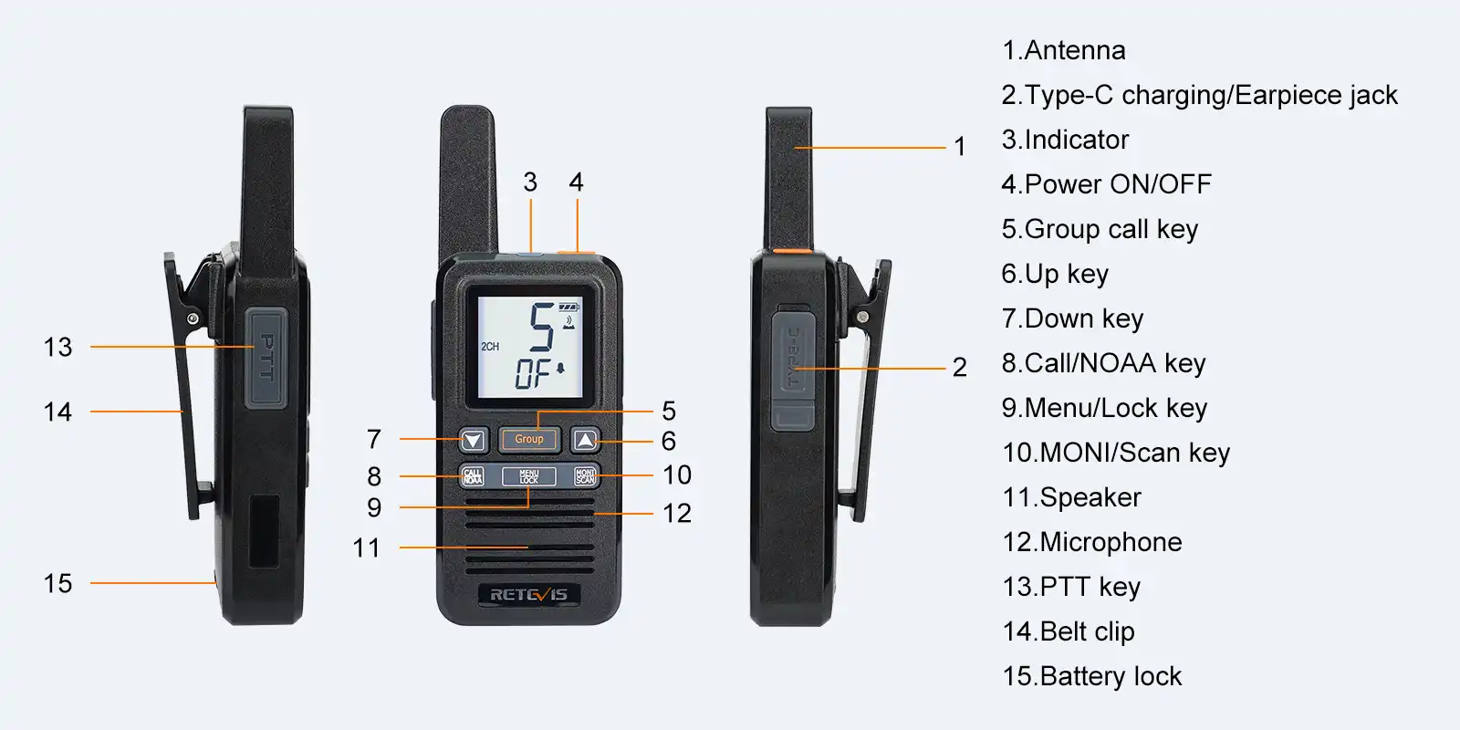 Retevis-RB67-FRS-NOAA-Weather-Radio-Keys-and-Knobs