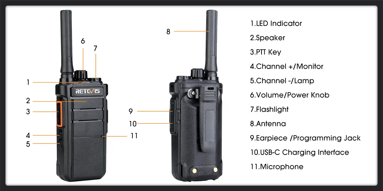 3W Powerful Walkie Talkies Retevis 6pcs RB626 Long Range Talkie-walkies  Profissional Radio Receive VOX for Security Restaurant