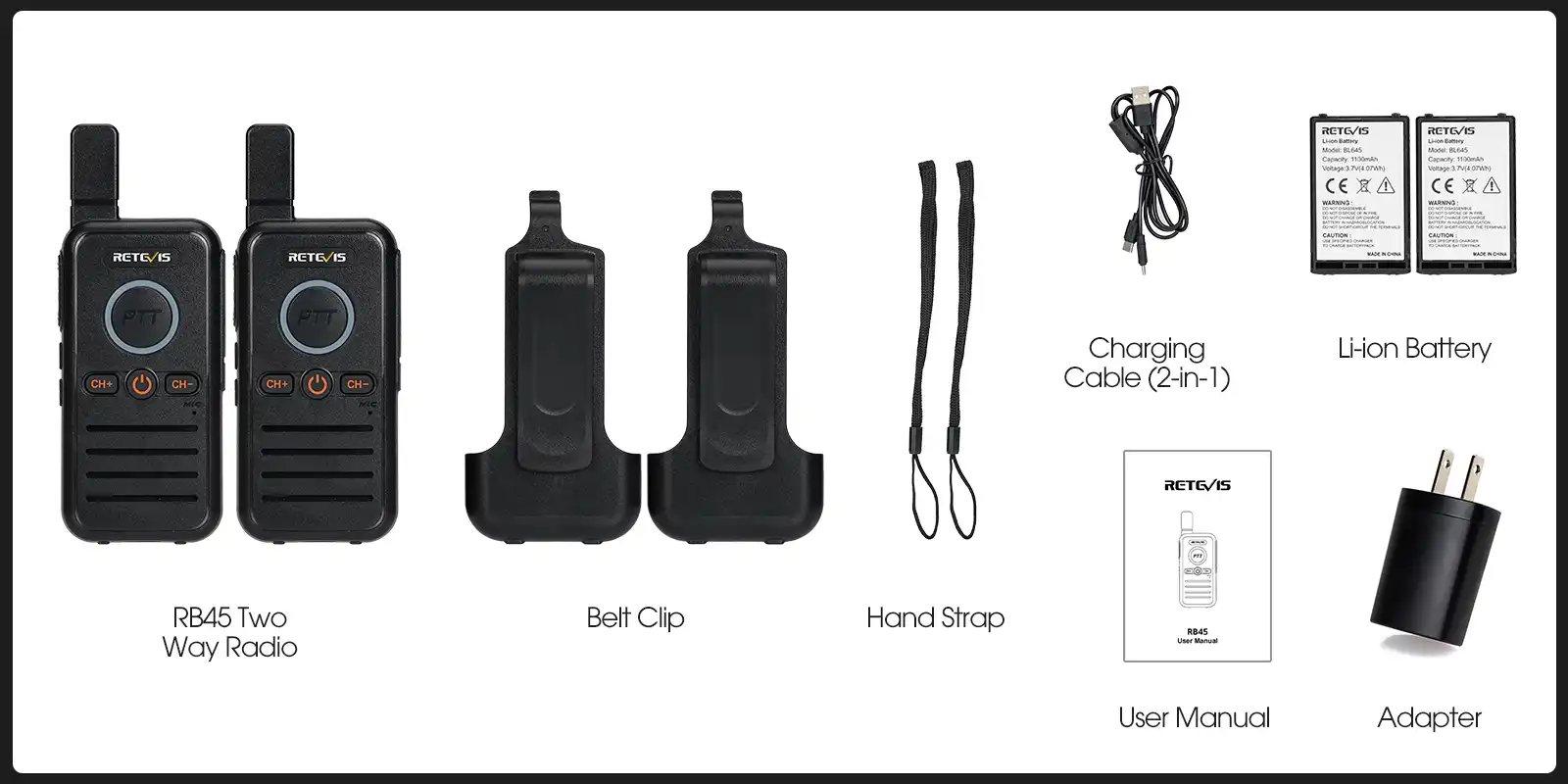 Retevis RB45 Dual PTT USB-C Charge Mini FRS Walkie Talkie