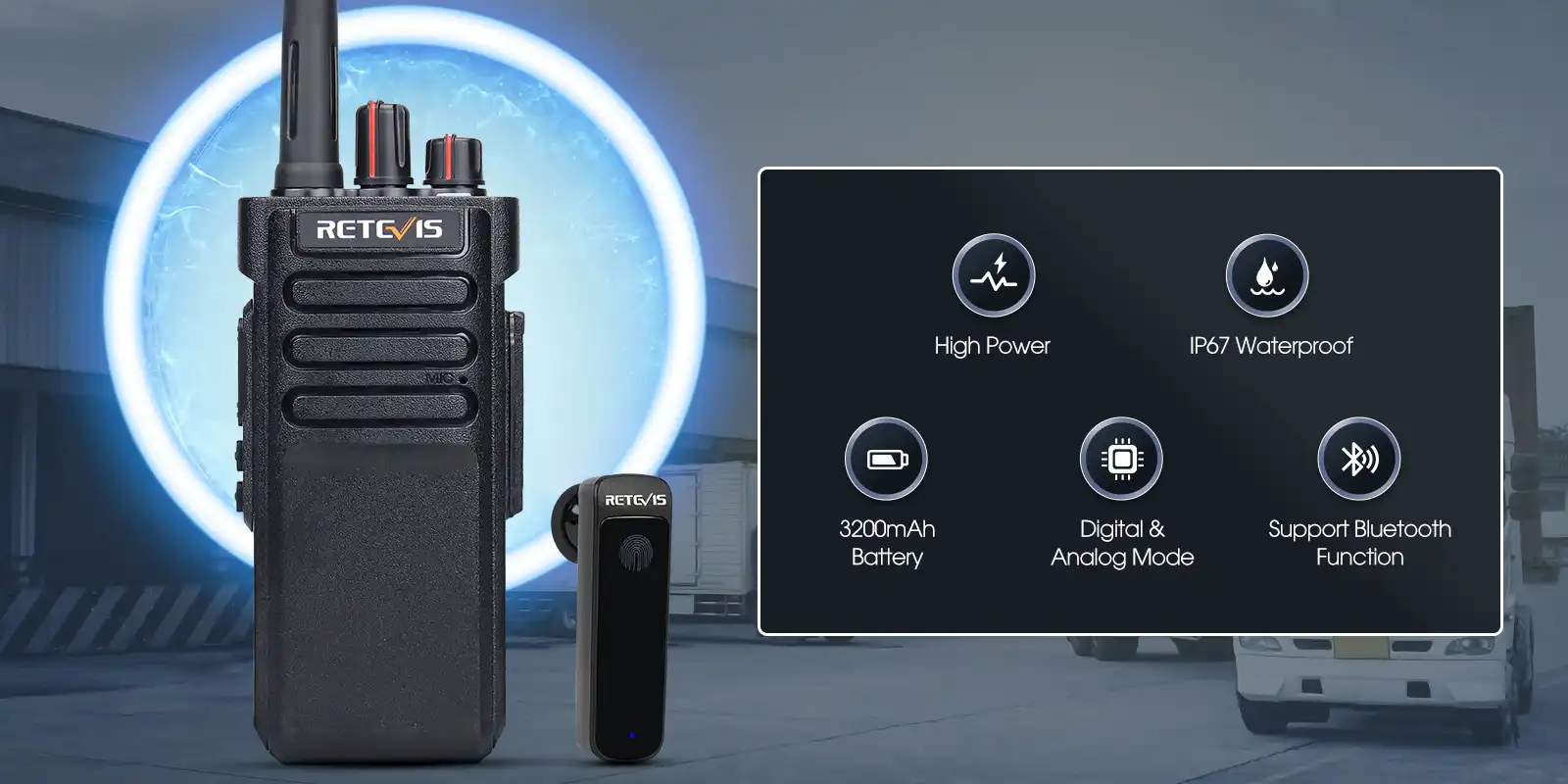Retevis-RT29D-UHF-High-Power-Bluetooth-DMR-Radio-with-Bluetooth-Earphone