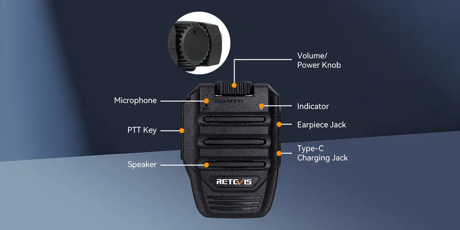 Retevis-HWN001-bluetooth-wireless-remote-speaker-mic-keys-details