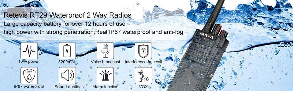 retevis RT29 UHF BAND Waterproof long-range radio 2 pack with earpieces