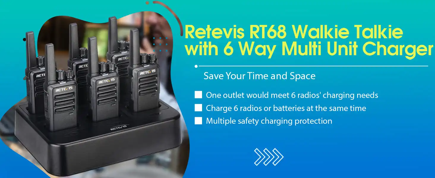  Retevis RT68 NR10 Six-Way Charger, Multi Unit Rapid Charger for  Retevis RT68 NR10 Walkie Talkie and Battery (1 Pack) : Electronics