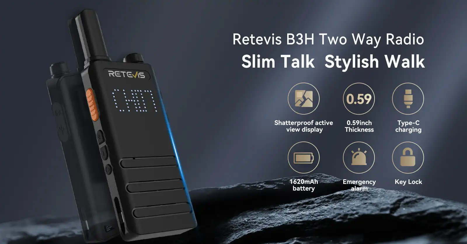Retevsi-B3H-FRS-ultra-thin-license-free-walkie-talkie-with-hidden-display