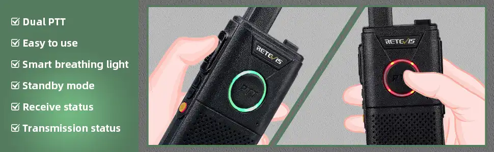 Retevis RT18 Ultra Thin Dual PTT Walkie Talkies Rechargeable Portable FRS Two-Way Radios