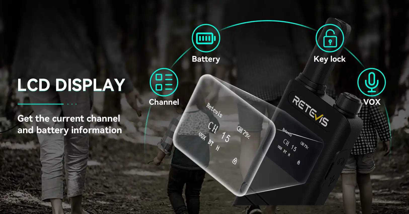Retevis B3S FRS Ultra Thin Walkie Talkie with LCD Display