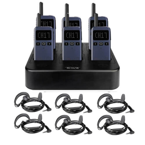 Retevis RB19P GMRS Radios 6Pack with Earpieces