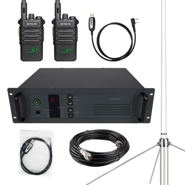Retevis R1 25W Repeater with 2Pack RT86 with Antenna and Cables