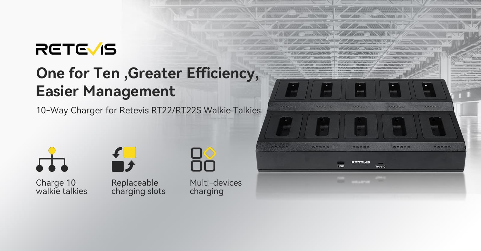 efficient charging multi-unit gang charger for Retevis rt22 two way radios