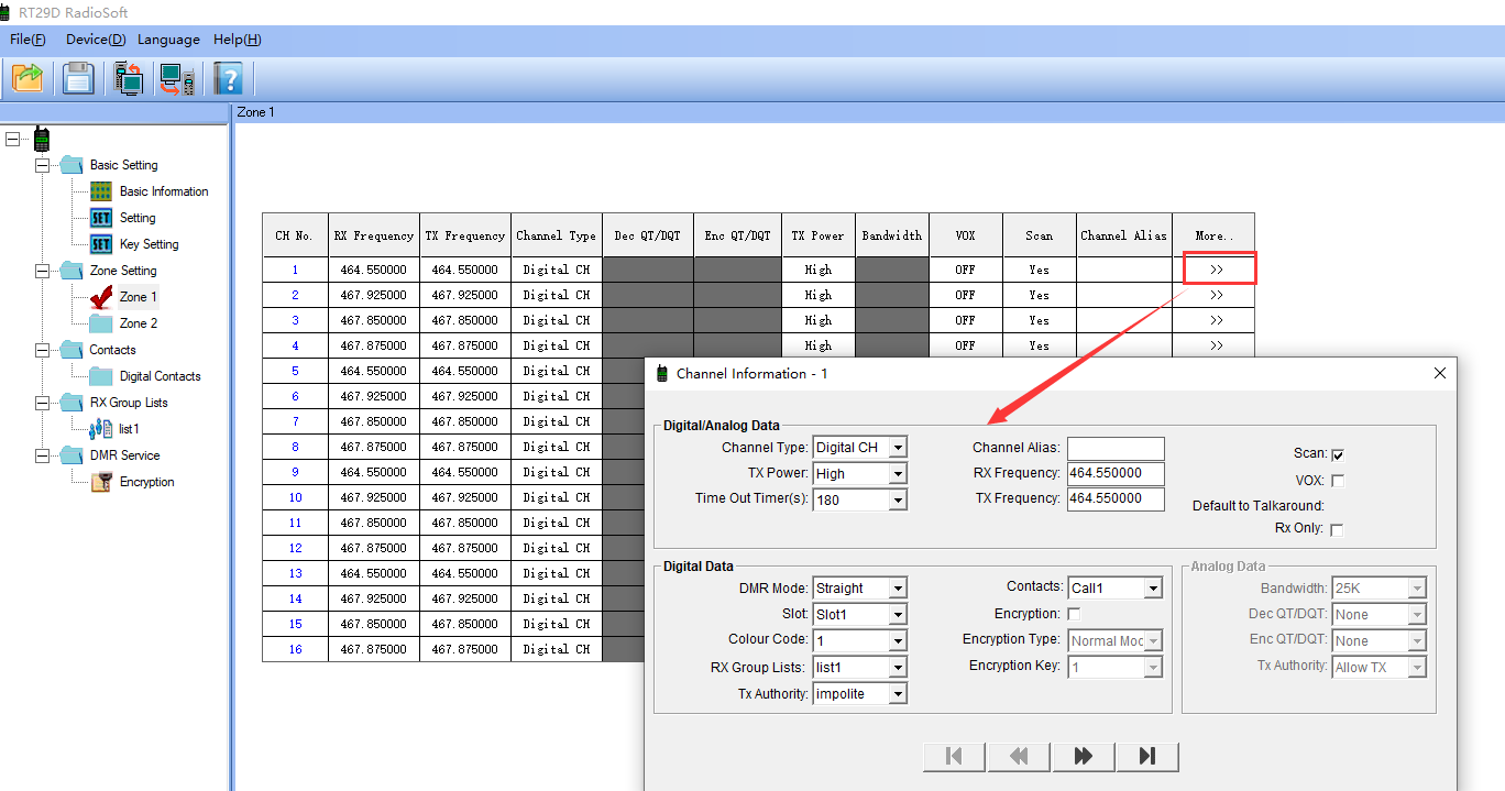 CHANNEL INFORMATION ON WATERPROOF DMR RADIO RT29D