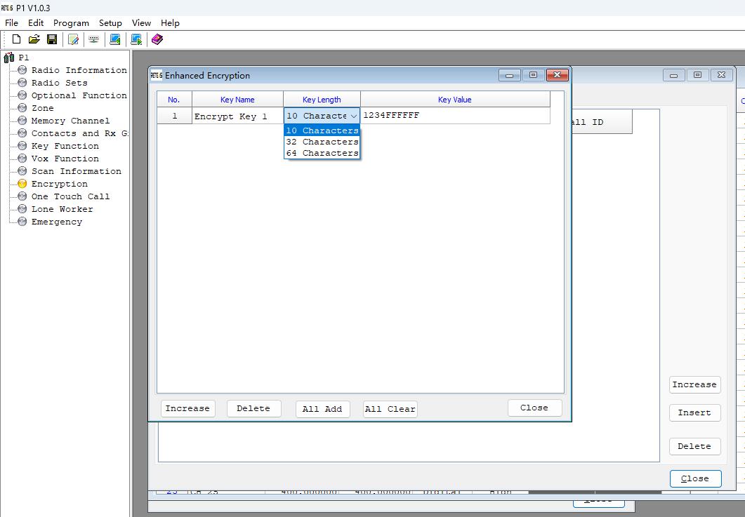 set P1 encryption function
